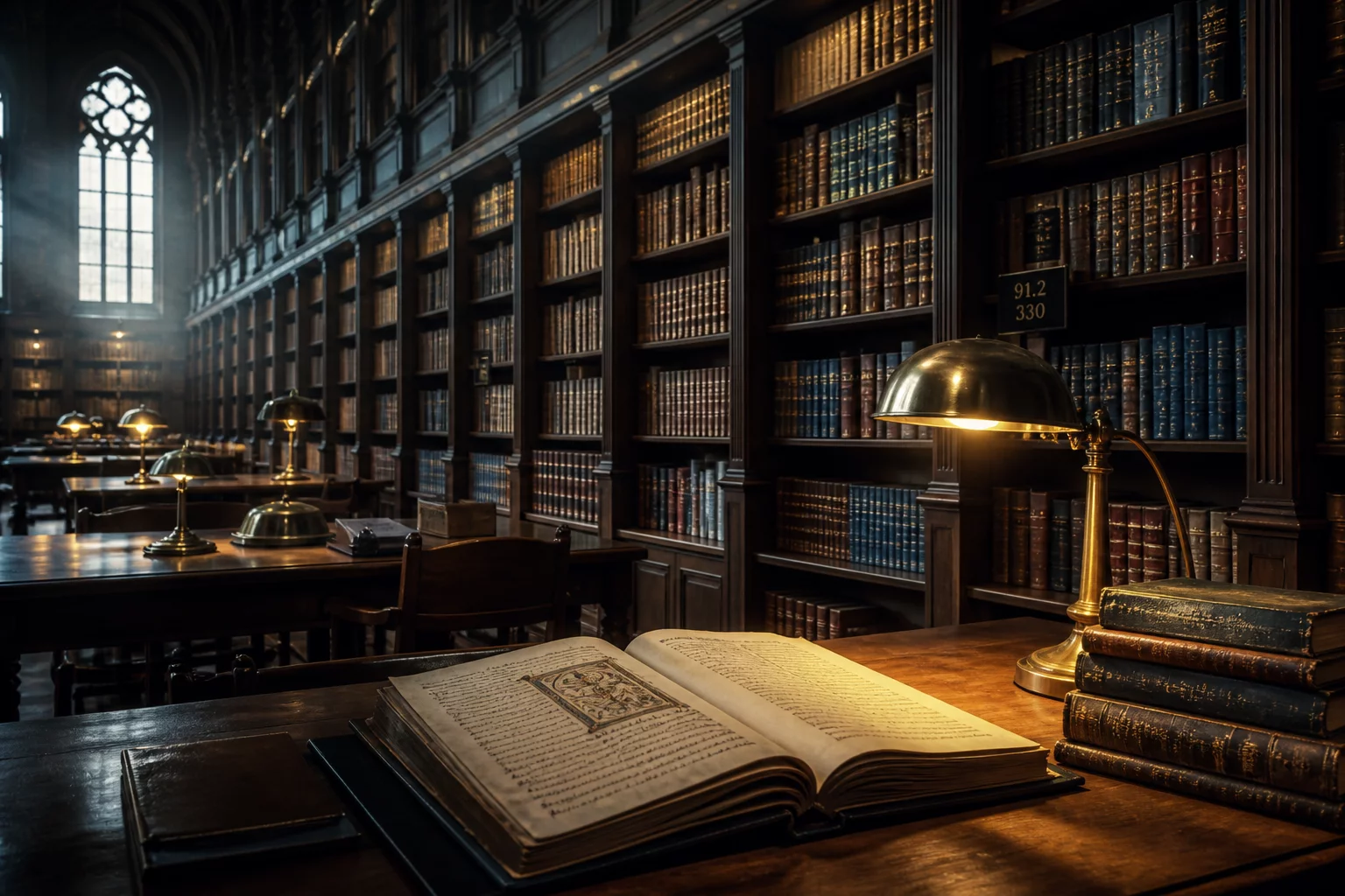 Academic library archive and research study desks