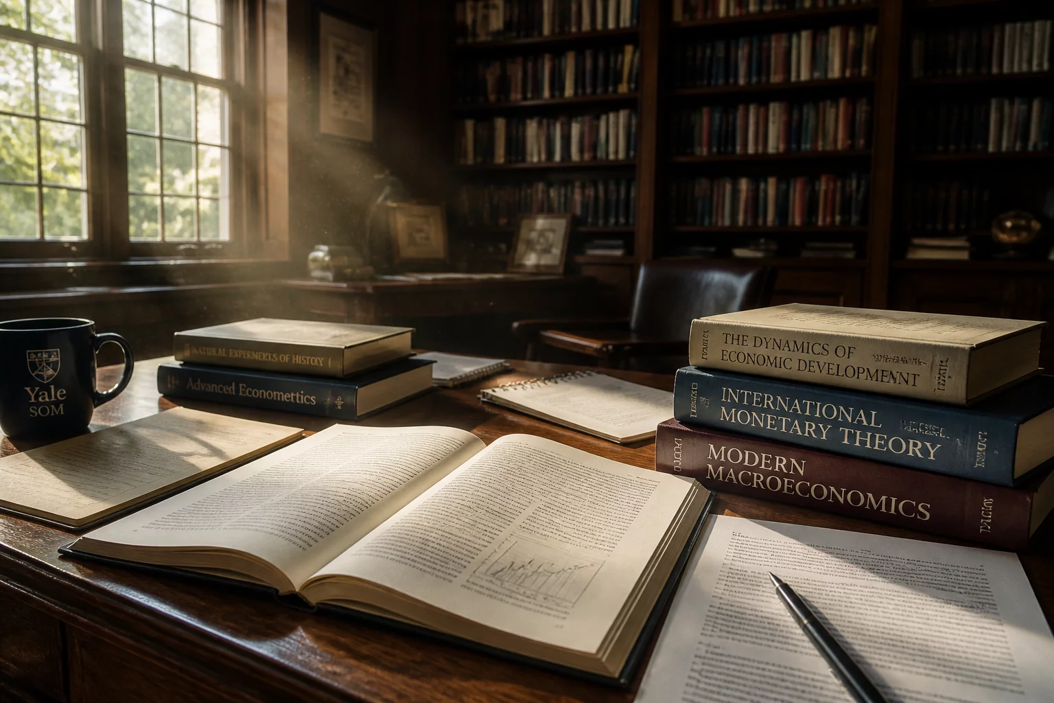 Scholarly research and academic manuscript desk